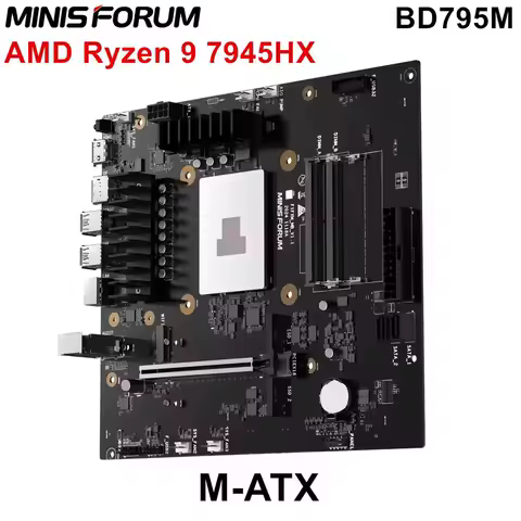 MINISFORUM BD795M M-ATX Gaming NAS Motherboard AMD Ryzen 9 7945HX 16C/32T 2*DDR5 2*NVMe 2*SATA3.0 PCIe4.0 x16 2.5G LAN Mini PC