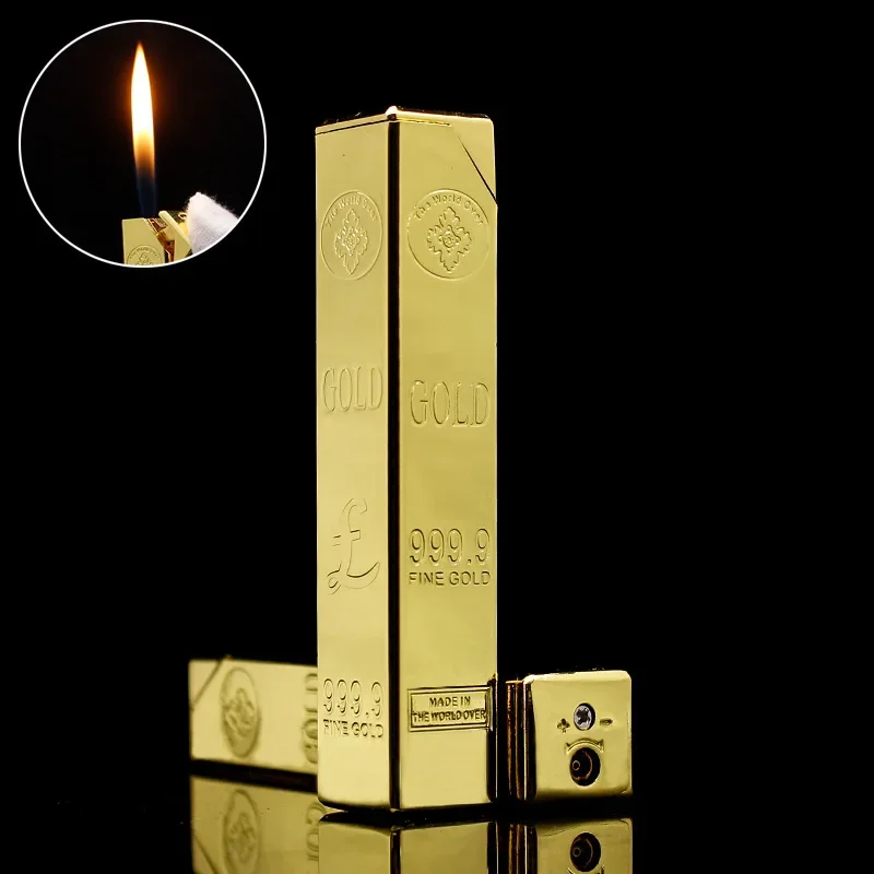Gold Bar Lighter Cigarette Tube Inflatable Cigar Lighter Small EDC Tool High-value High-end Men's Gift Cigarette Accessories
