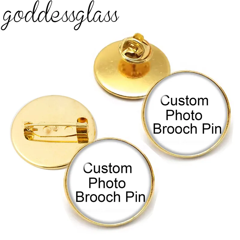 

10pcs Personalize Custom Brooch Photo Logo Pattern Silver plated/Golden plated For Family Anniversary Collar 20mm/25mm/30mm Pins