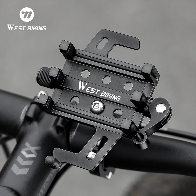 WESTBIKING Bike Phone Holder Non-slip Stable Bike Handlebar Phone Bracket Quick Release Adjustable Bicycle Phone Stand Accessory