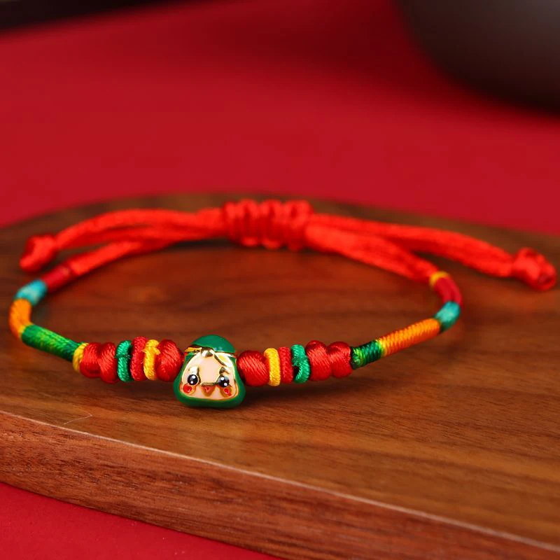 Handmade Braided Red Rope Chinese Zongzi Charm Bracelets For Women And Men Rainbow String Knot Prayer Friendship Jewelry Gift