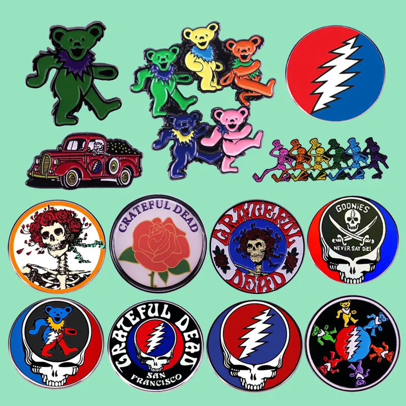 Fashion Cartoon Bear Dance Metal Lapel Badge Rock Music Accessory Brooch Personality Backpack Decorative Pins Medallion Gift