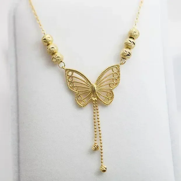 2025 borboleta borla colar moda feminina temperamento oco wufu grânulo borboleta clavícula corrente pescoço