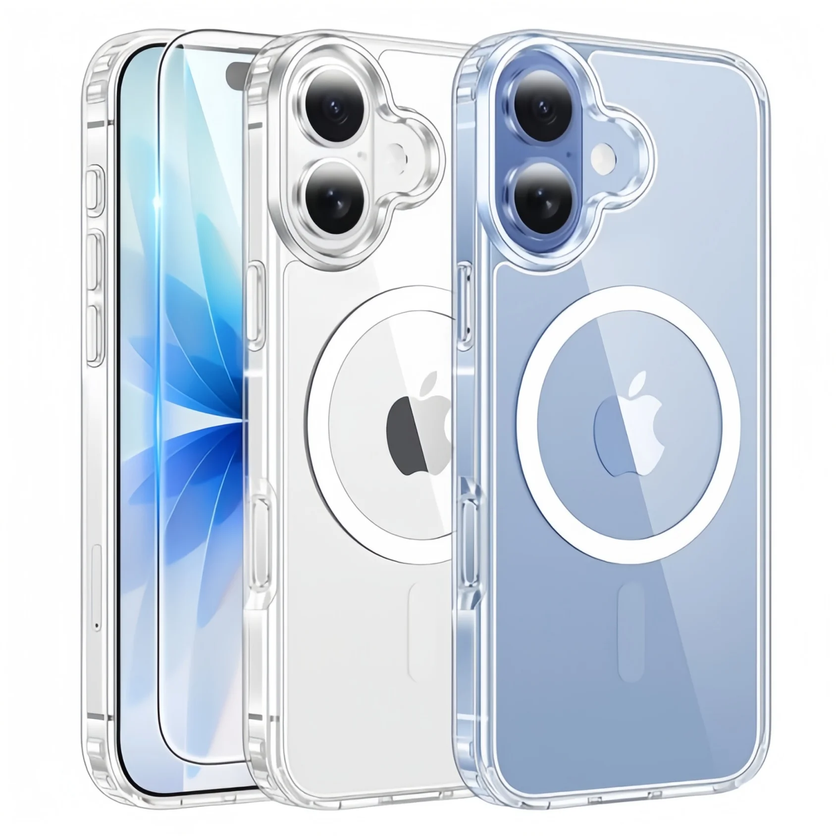 With Magnetic For iPhone 17 Case with Screen Protector Drop Proof Anti Yellowing Shockproof Protective Transparent Cover-Clear