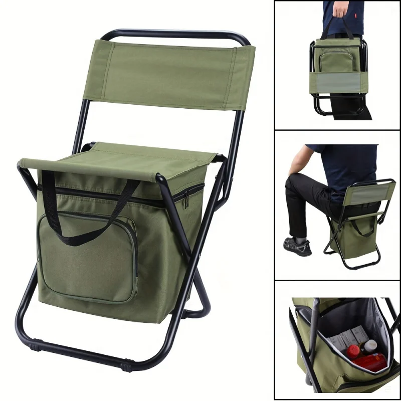 

Folding Camping Chair - Portable Lightweight Backpack Stool with Backrest for Outdoor Fishing Hunting Hiking Travel
