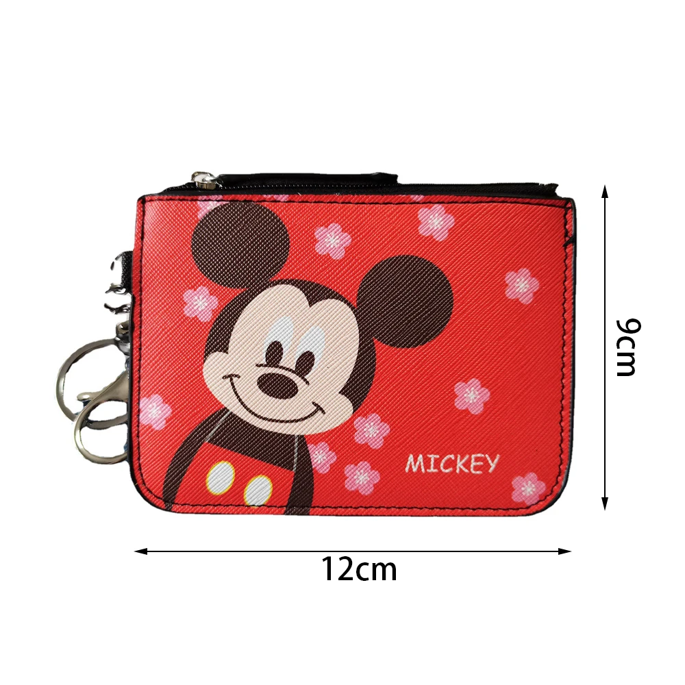 Disney Mickey Minnie Coin Purse Keychain Cartoon Anime Girls Pu Coin Purse Wallet Bag Pendant Student Meal Card bag Keychain