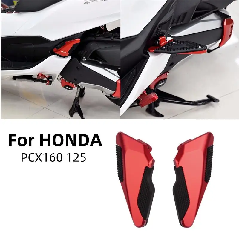 Motorcycle CNC Aluminium Alloy Rear Passenger Anti slip Footrest Step Motorbike Pedals Foot Pegs For HONDA PCX160 PCX125 UHR150