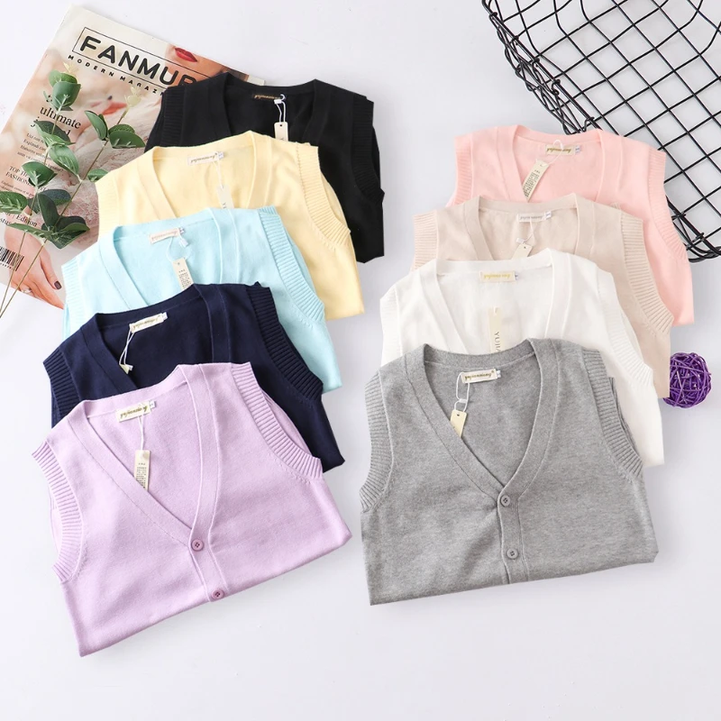 

Japan JK Jumper School Uniform Multicoloured Jacket Students Spring and Autumn V-neck School Uniform Sleeveless Cardigan Jumper