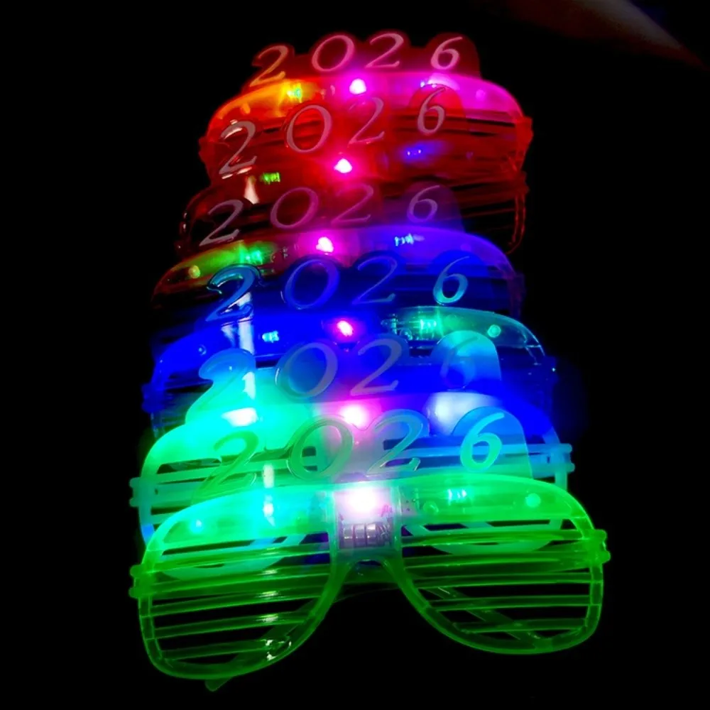 LED lueur 2026 nouvel an lueur lunettes numéro lettre ornements photographiques 2026 LED lueur lunettes coloré éclairer