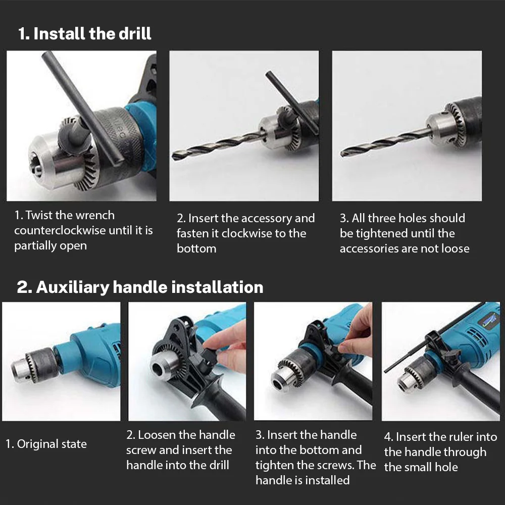 1500W Cordless Electric Impact Drill Rechargeable Screwdriver Household Wood Metal Stone Cutting Wall Hole Power Tools