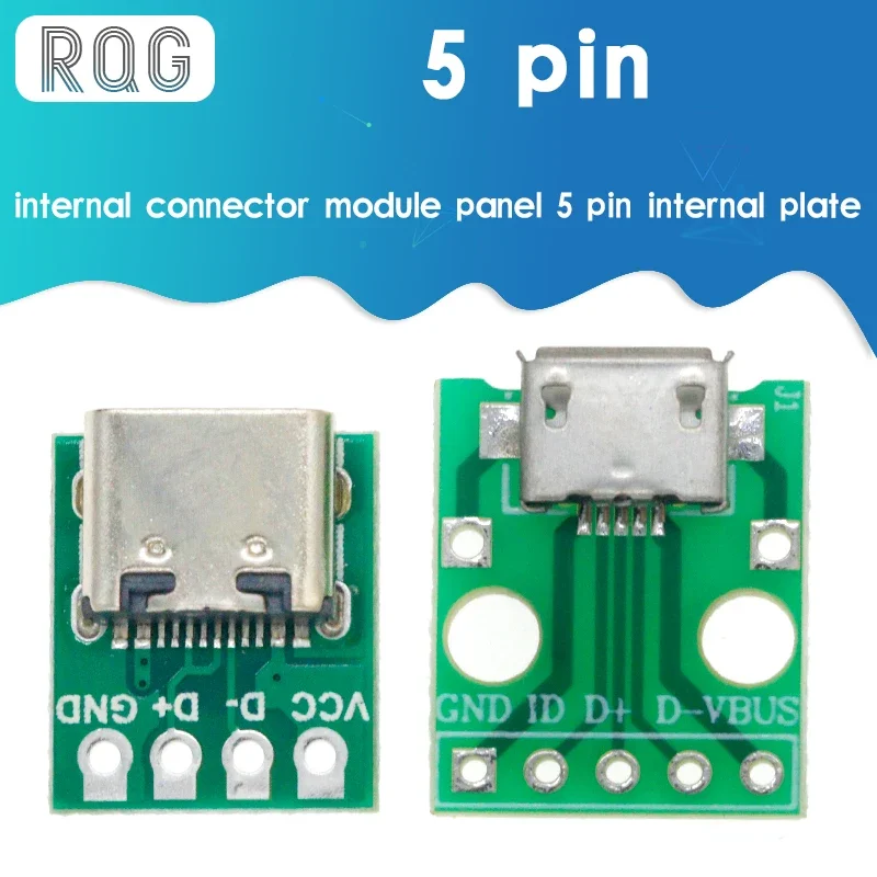 10pcs MICRO USB To DIP Adapter 5pin Female Connector B Type PCB Converter Breadboard USB-01 Switch Board SMT Mother Seat