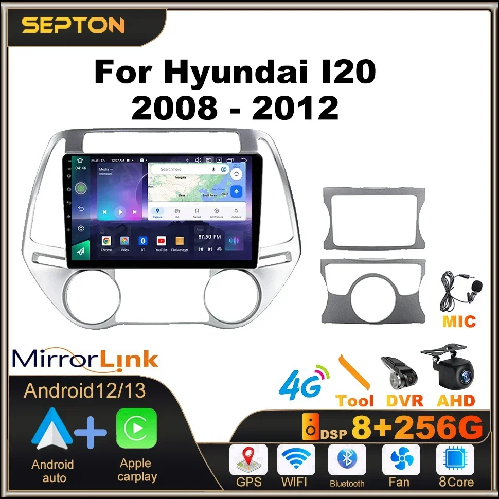SEPTON Car Audio Radio for Hyundai I20 2008 - 2012 CarPlay Multimedia Player GPS 2Din Head Unit  4G NET WIFI Smart Car Systems