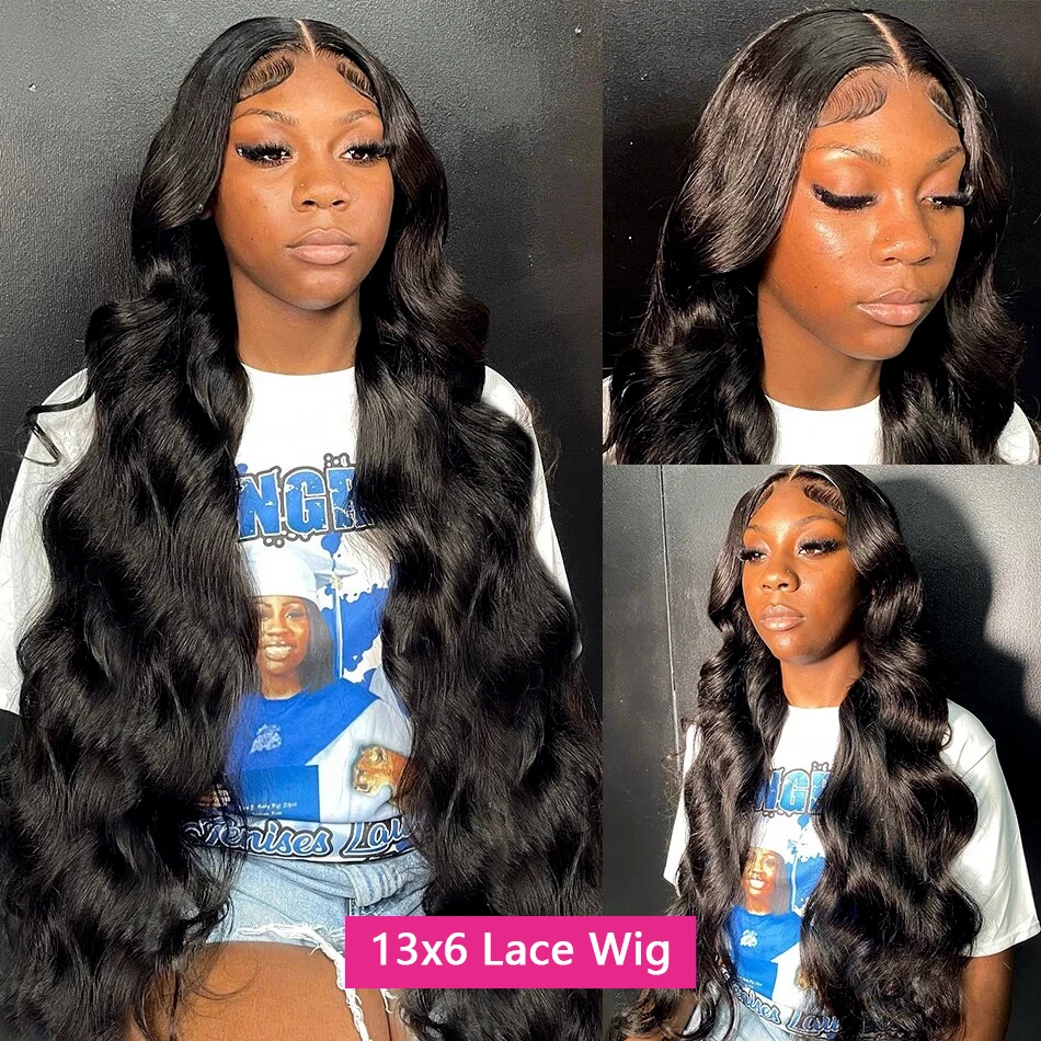 Perruque Lace Front Wig Body Wave Brésilienne Naturelle, Cheveux Humains, 13x6, 13x4, Pre-Plucked, avec 360 de Densité, 30 Pouces, pour Femme