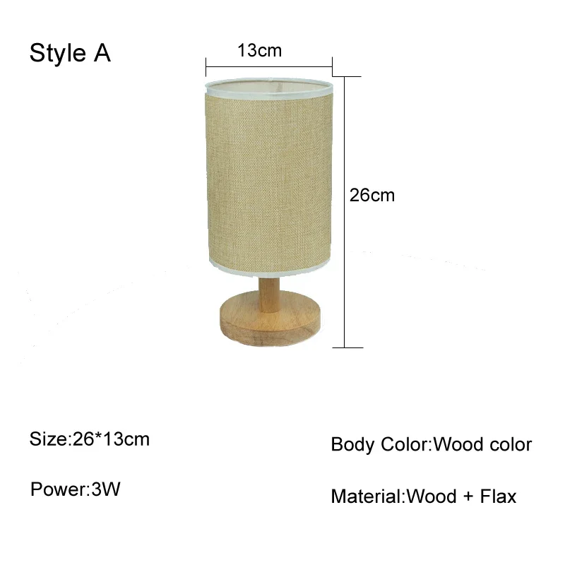 Nordic Solid Wood Table Lamp Cloth Art Linen Pastoral Small Night Light Bedroom Bedside Study Simple Decorative Lighting Fixture