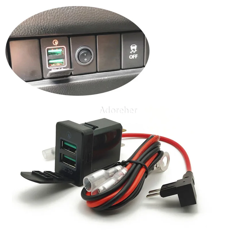 Car Dual Port USB Charger QC3.0 Charging Adapter Display For Mitsubishi Outlander 3 Xpander Mirage Eclipse Cross ASX 2018 2019
