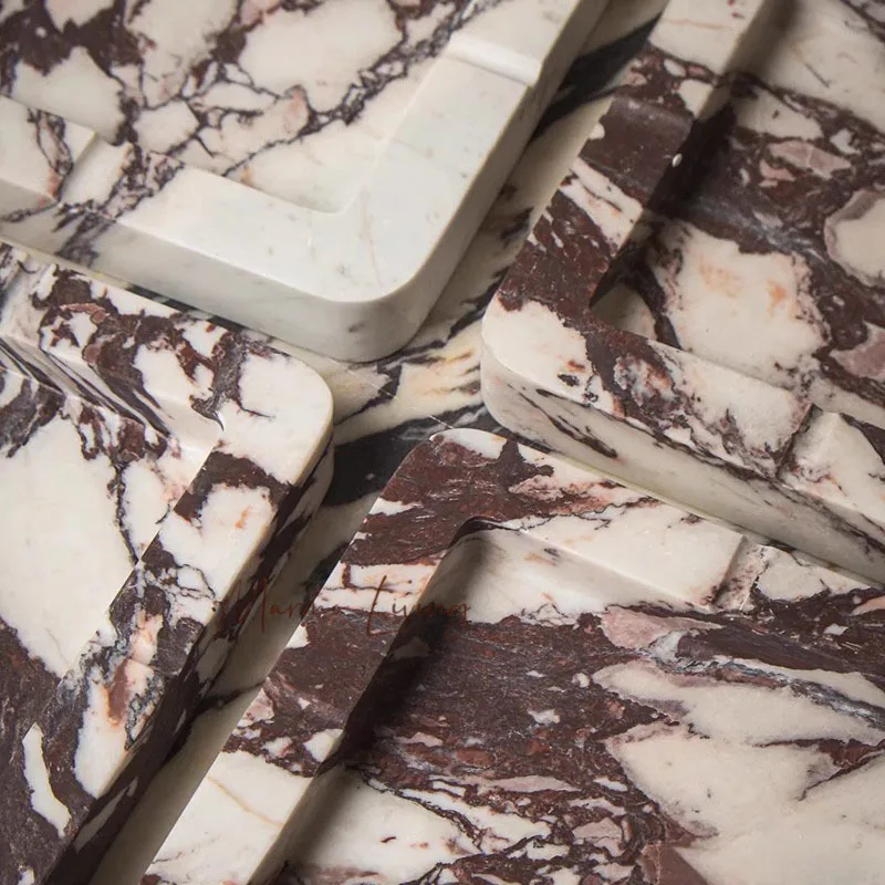 

Medieval French Natural Marble Pallet Villa Designer Model Room Jewelry Plate Desktop Ornament