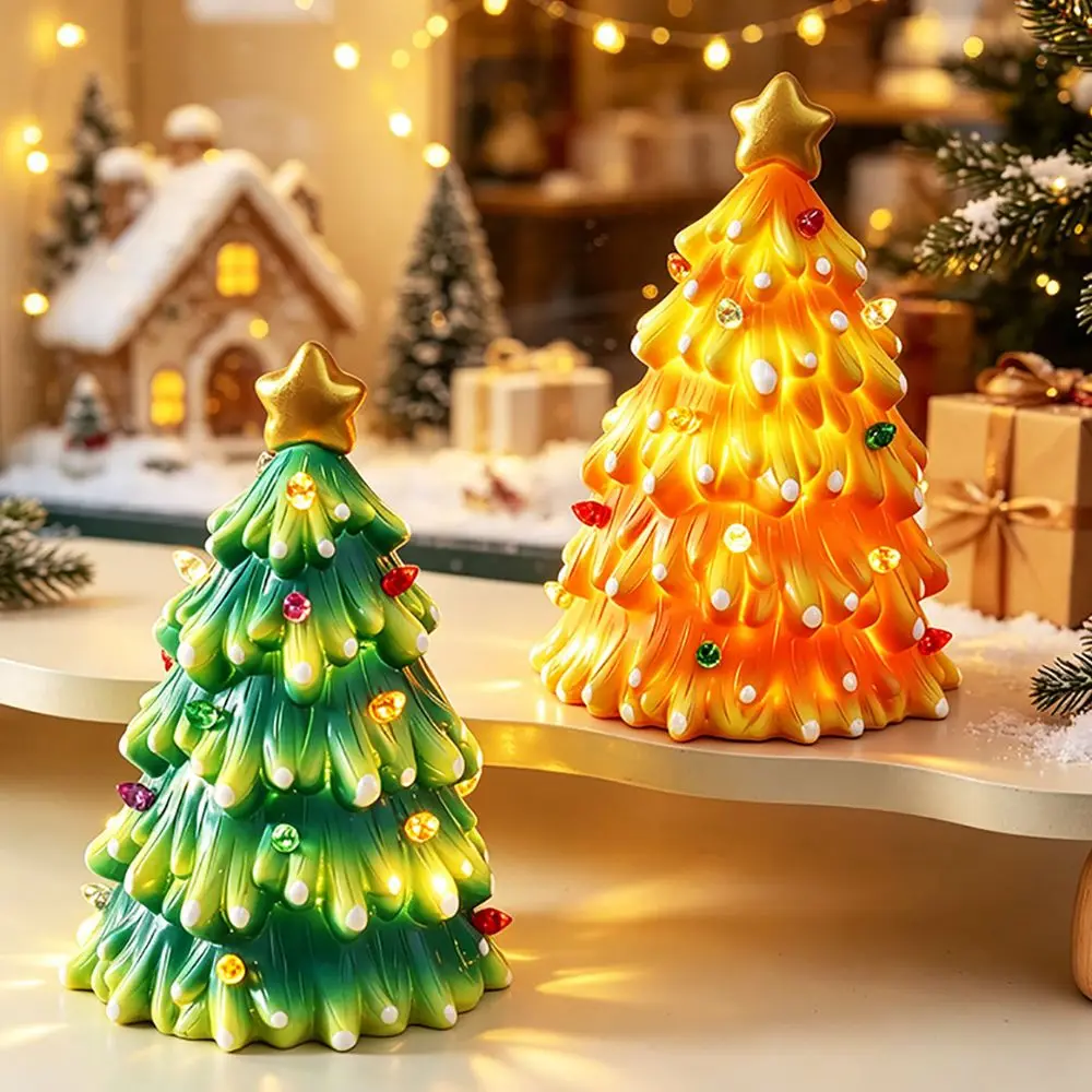 Luminous Christmas Tree Lights Atmosphere Glowing Christmas Tree Night Light Colorful LED Christmas Decoration Figurines Party