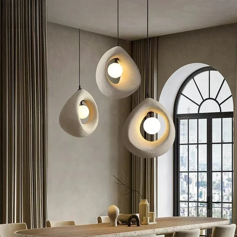 Wabi-sabi Heart Shape LED Pendant Lights Creative Art Hanging Lamps For Villa Living Dining Room Hotel Lobby Bar Home Decoration
