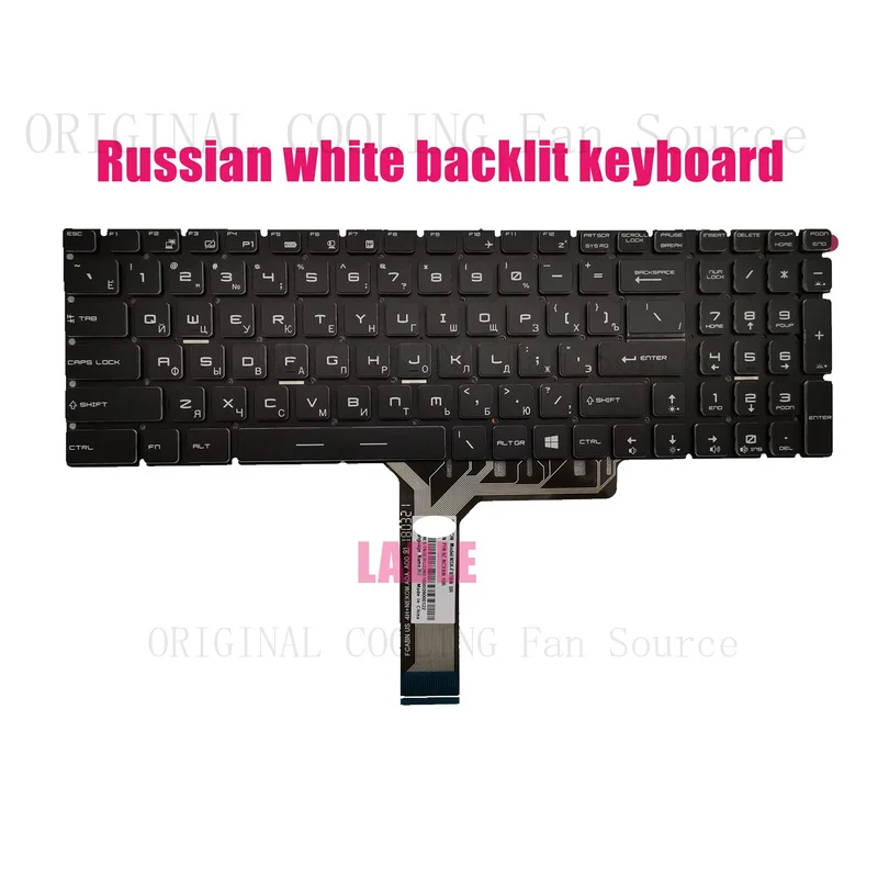 R+  Russian White Backlit keyboard for MSI GP72 6RD/GP72 7RD Leopard/GP72 6RE