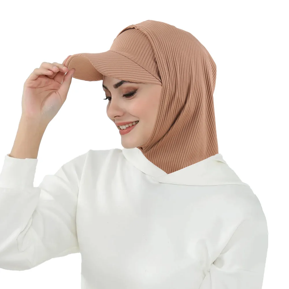 جديد مسلم المرأة جيرسي الحجاب مع قاعدة قبعة كروية الصيف قبعة رياضية جاهزة لارتداء لحظة جيرسي الرياضة الحجاب بونيه عمامة موهير