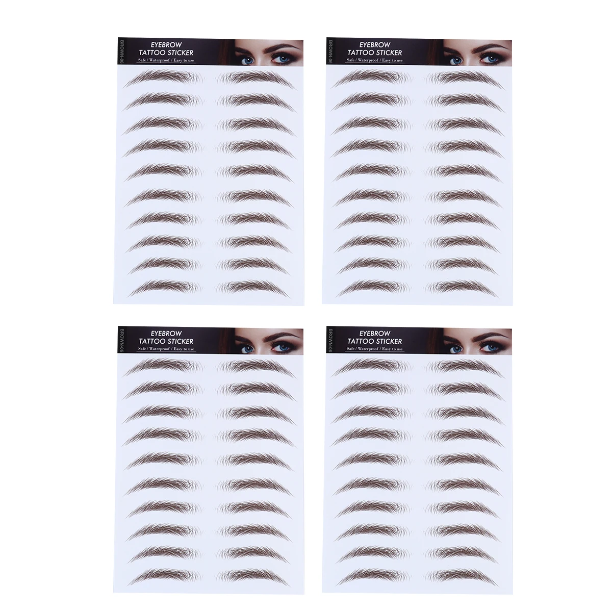 

4Pcs Waterproof Eyebrow Stickers 6d Hair-Like False Eyebrows Reusable Natural Style for Women Face Flattering Shapes
