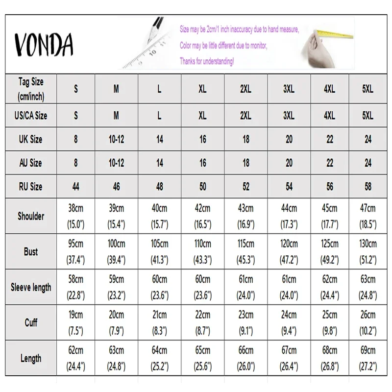 Vrouwen Shirts VONDA Elegant Office Lady Lange Mouw Ruches Blouse 2026 Lente Casual Solid Tuniek Tops Knoppen Streetwear Blusas