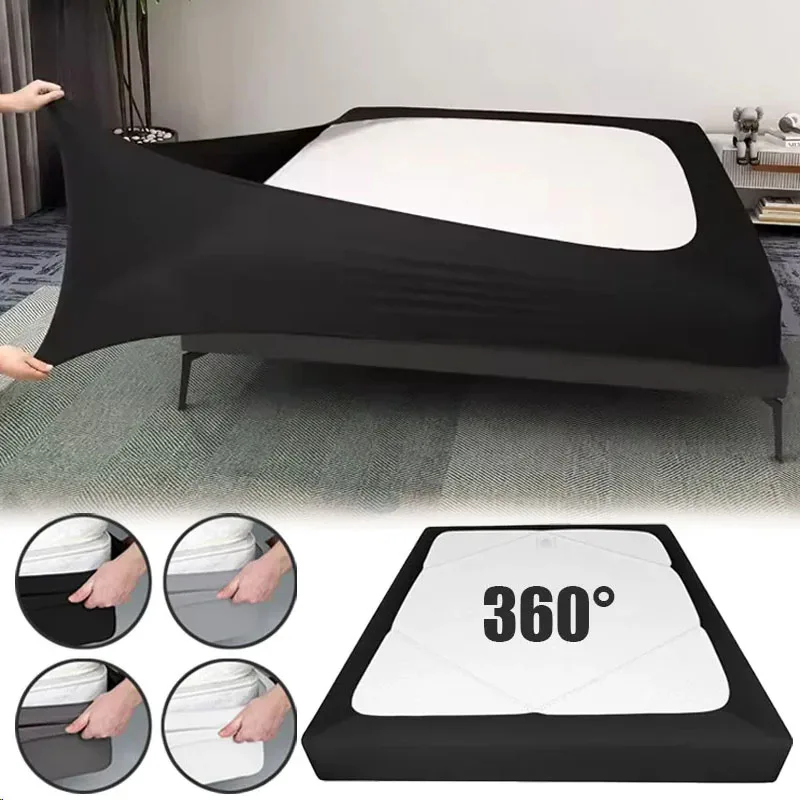 

1PC Mattress Protector Encasement Box Spring Cover Hotel Quality Wrap Around Bed Skirts Easy To Install Twin/ Full/ Queen/ King