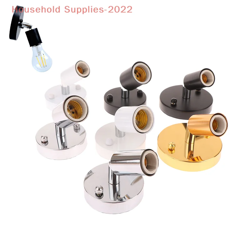 

1 Set Socket Holder Adapter Iron Celling Light Sconces Vintage E27/E14 Wall Lamp 180 Degree Rotation Adjustable Metal Lamp Base