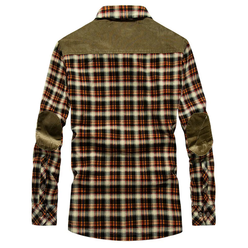 European and American Men\'s Casual Plaid Flannel Long-sleeved Shirt. Men\'s Pure Cotton Thickened and Warm Shirt. Men\'s Clothing.