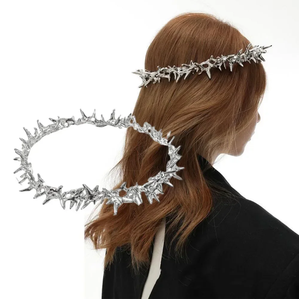 Punk Gothic Thorn Crown Headpiece Headwear Unisex Cosplay Metal Crowns Jewelry Gifts Halloween Wedding Party Accessories