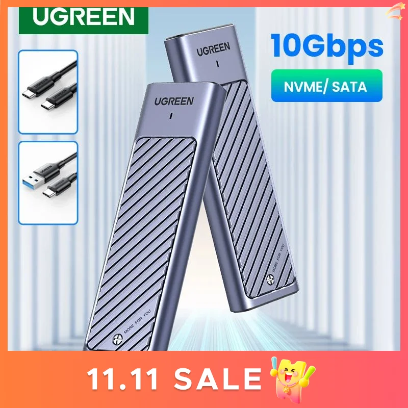Ugreen M2 Ssd Case M.2 Nvme Sata Ssd Behuizing Adapter 10Gbps Usb 3.2 Gen2 Usb C Externe Behuizing Ondersteunt M En B & M Toetsen