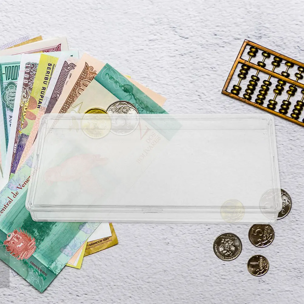 3Pcs Clear Money Case with Sleeves Currency Holder for 100 Banknotes Thickened Plastic Bill Storage Box Protection from Damage