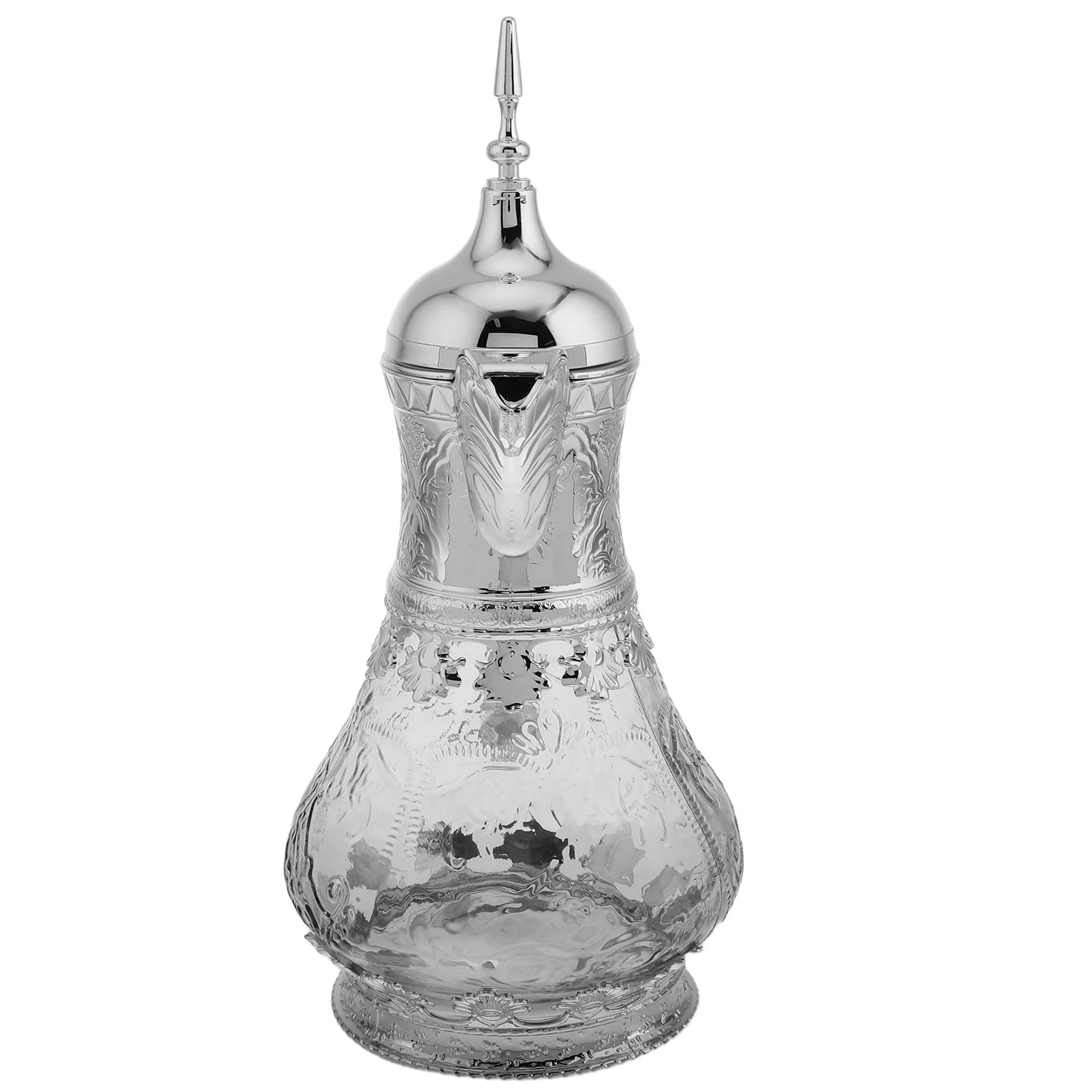Jarra de vidrio grande de Oriente Medio, resistente al calor y al frío, para servir jugo, café, té, bebida fría, jarra de agua de vidrio con tapa
