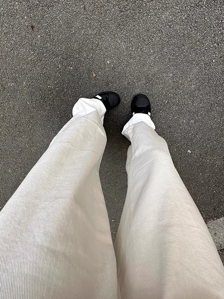 

White Straight Leg Jeans Men's Cleanfit High Waist Denim Pants American Sle Slimming Knife Micro Flare Trendy Brand