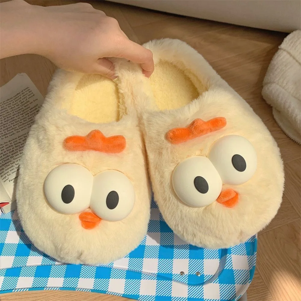 Cute Bear Single Band Winter New Women Slipper Soft Heel Platform Fur Warm Indoor Comfortable Home Fluffy Home Slippers