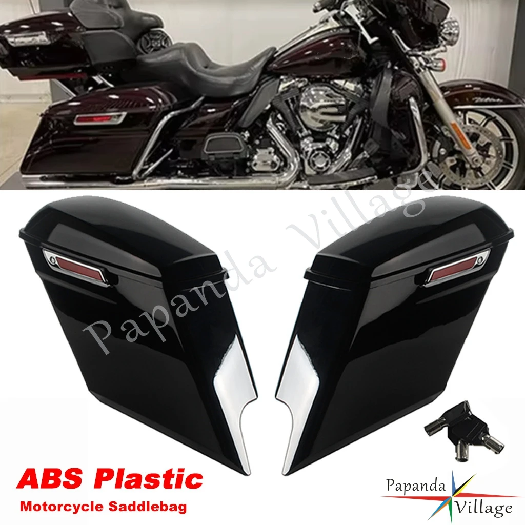 Motorcycle ABS Plastic Black Strong & Smooth Surfaces Saddlebags For Harley Touring FLT  FLHT FLHTCU FLHRC 2014 2015 2016-2024