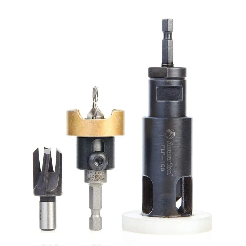 

Amana Tool AMS-306 3-Pc Carbide Tipped Countersink Plug Cutter and Plug Planer Pack
