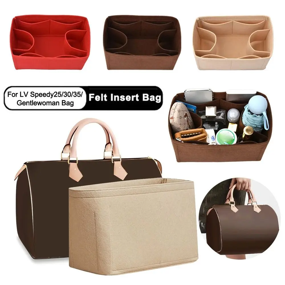 New Felt Handbag Organizer for LV Speedy25/30/35/Gentlewoman Bag Large Capacity Storage Bag Purse Insert Handbag Liner Bag