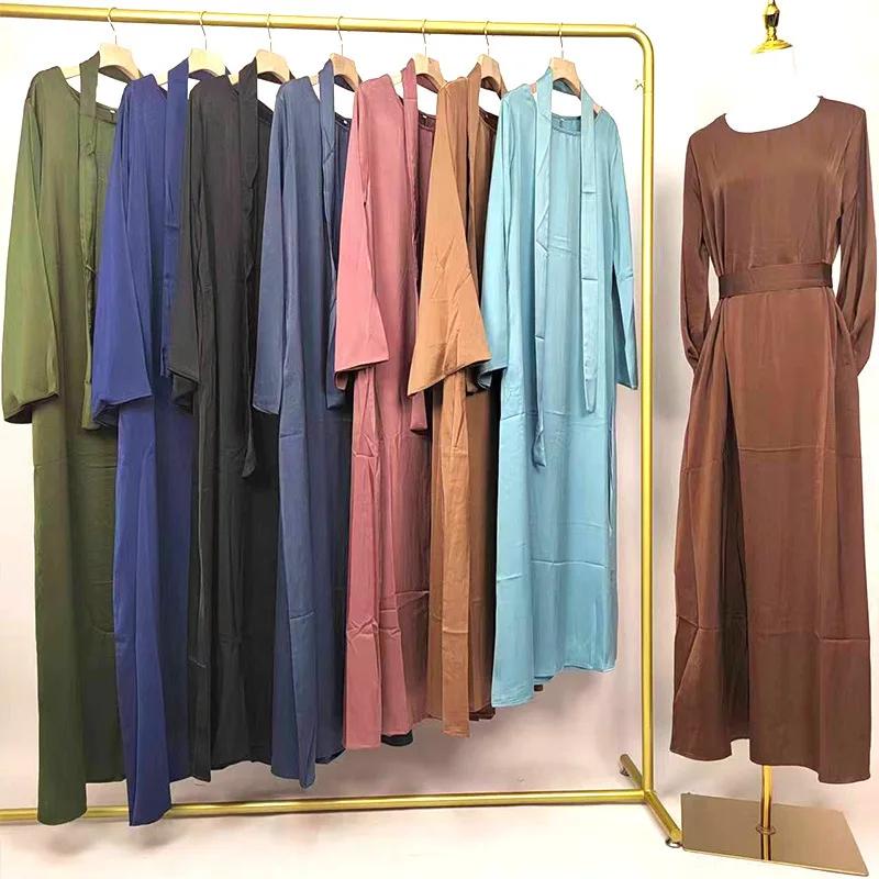 Spring Eid Muslim Dress Women Abaya Slim Fit Bandage Satin Solid Morocco Party Dresses Ramadan Islam Dubai Arab Long Robe 2024