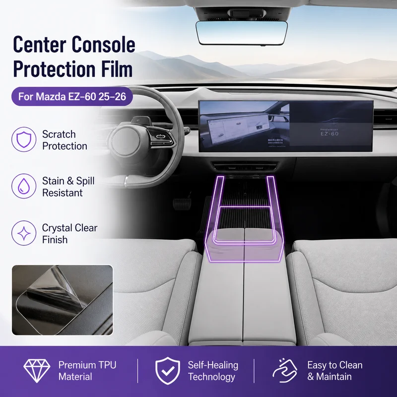 For Mazda EZ-60 25-26 Center Console Gear Shift Interior Car Sticker Modification Accessory Transparent Paint Protection Film