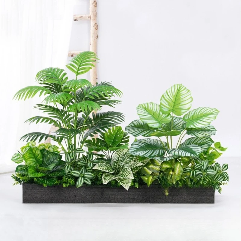 Simulation green plant landscaping flower slot flower box combination decoration bionic fake flower indoor landscape decoration