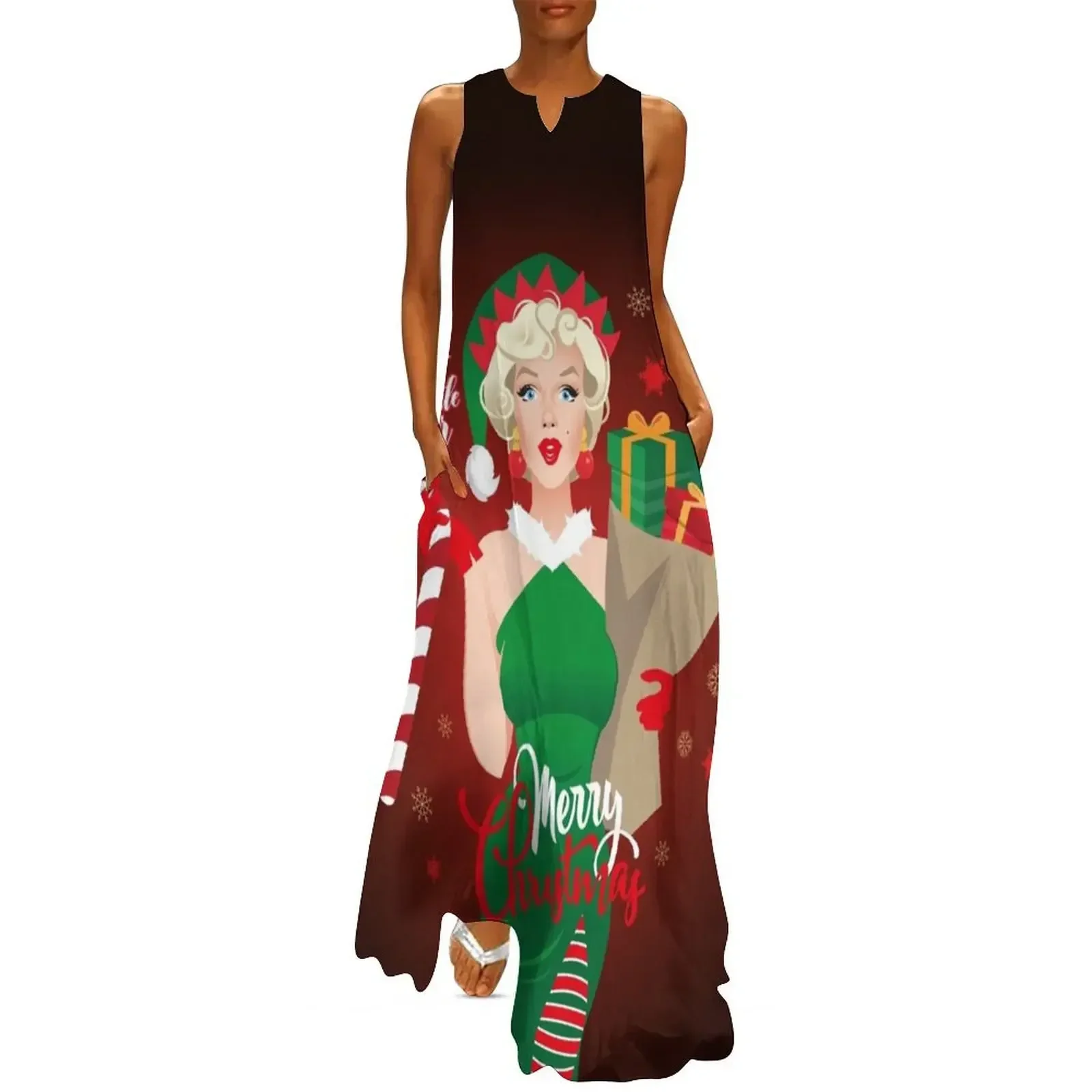 

Santa's little helper Long Dress clothes for women Elegant gowns long sleeve dress birthday dresses for women Dress