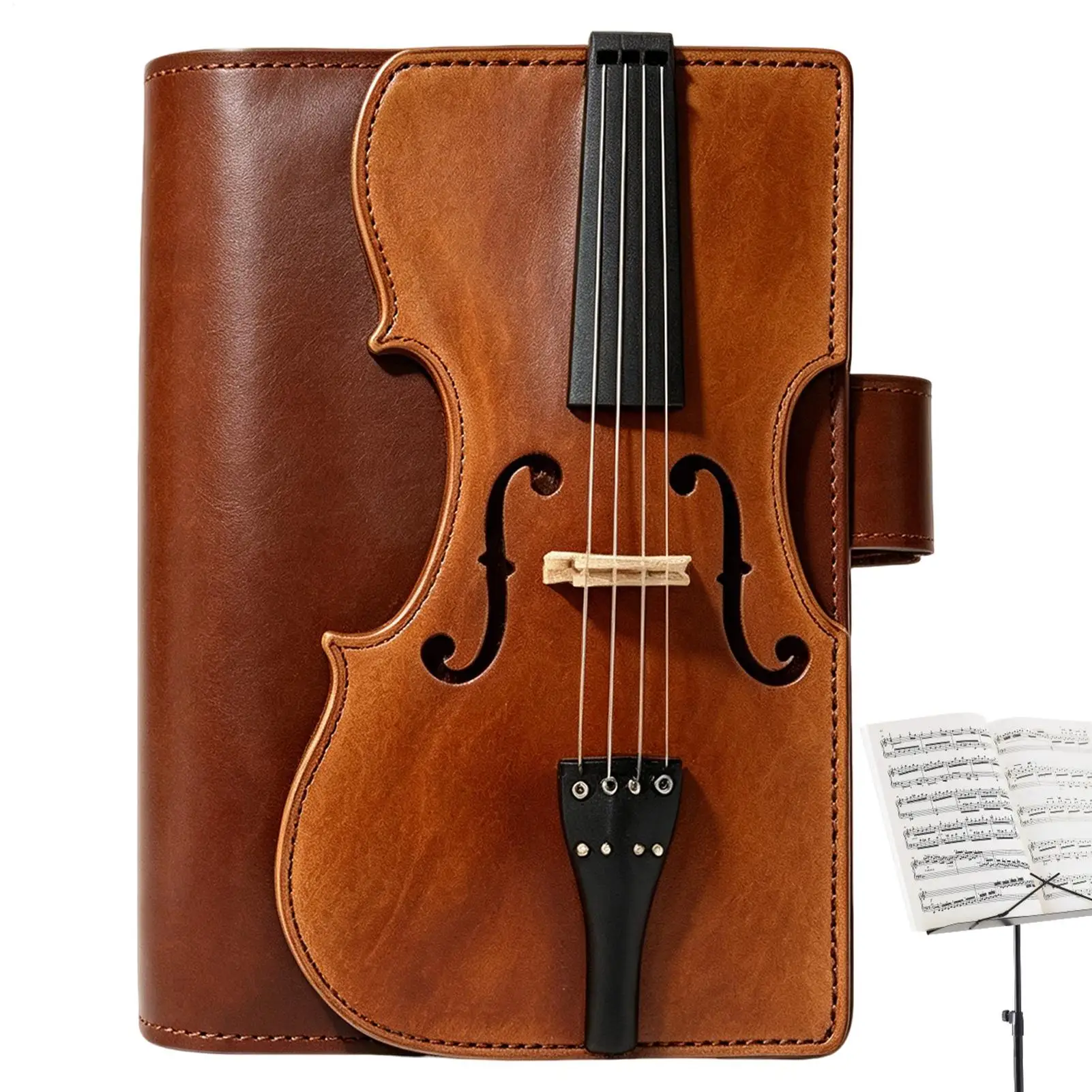 Retro Violin Leather Notebook Violin Design Refillable Diary Planner Handmade Journal For Workplace School Study Planning