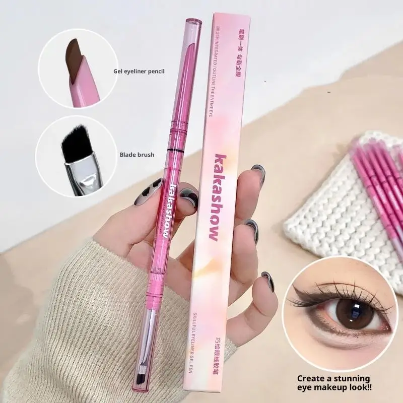 Double-headed Eyeliner Pencil Travel Sized Long Lasting Smooth Mocha Brown Soft Tip for Business Trips