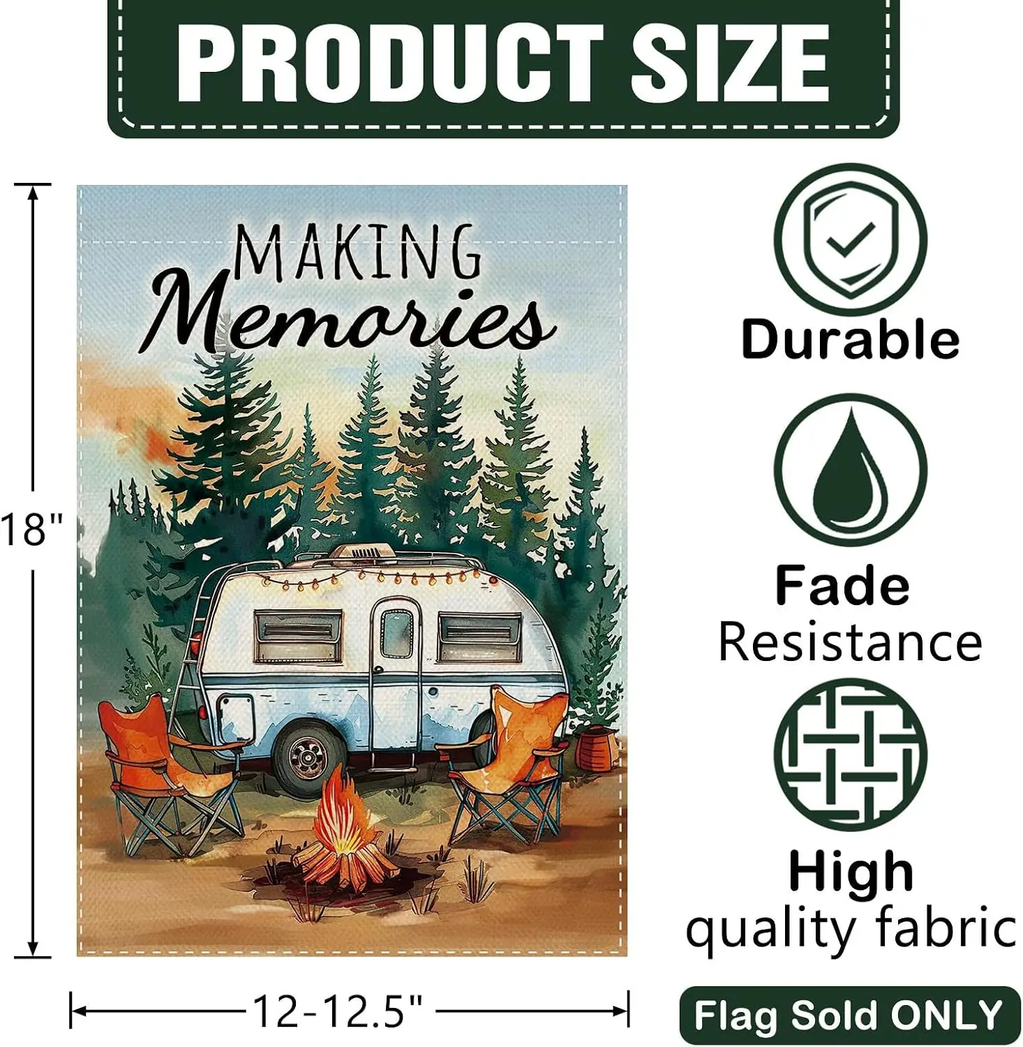 12X18in Camping RV Decorative Garden Flag, Making Memories Camper Forest