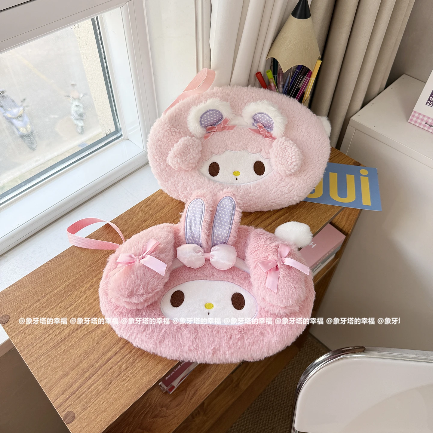 

Японская милая эллиптическая плюшевая косметичка Sanrio My Melody большой емкости, сумка для хранения, многофункциональная сумка-органайзер