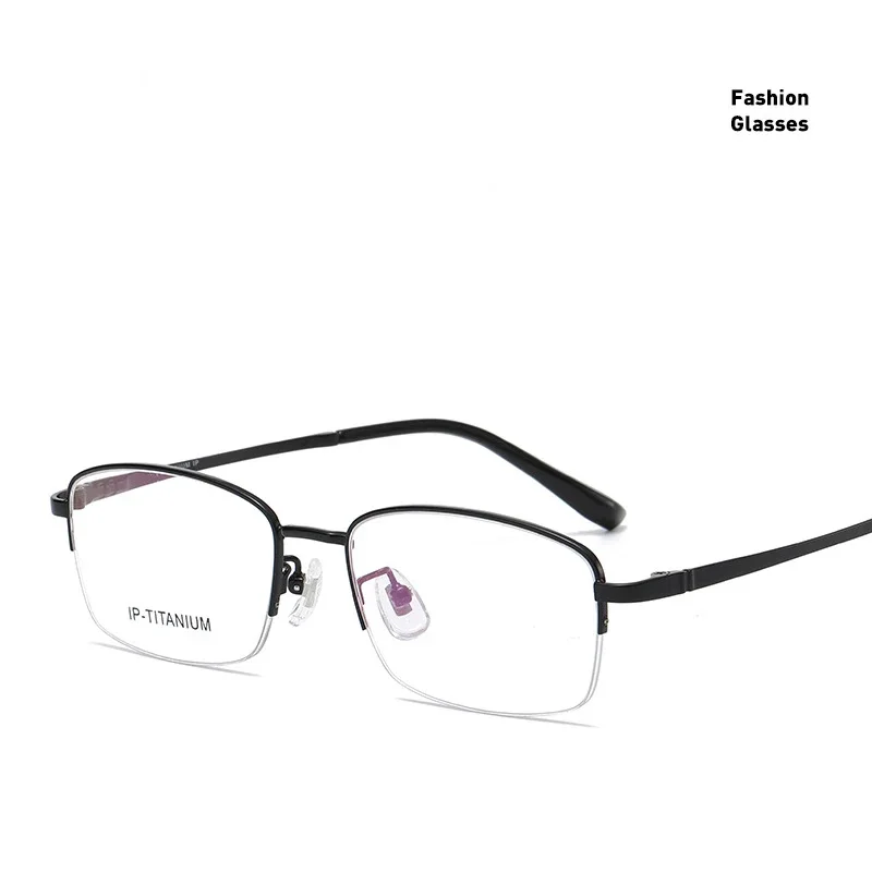 Gafas cuadradas de titanio para hombres y mujeres, anteojos de media llanta, antitranspiración, anticorrosión, luz azul, lectura de miopía