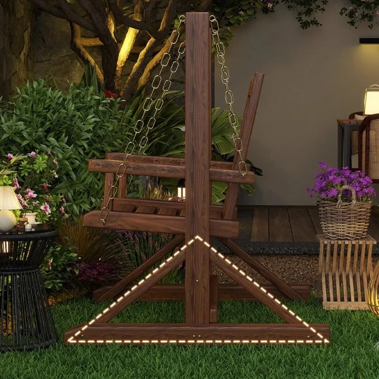 Swing Outdoor Courtyard Garden Balcony Outdoor Rainproof, Solid Wood Hanging Chair Single Rocking Chair Swing Chair