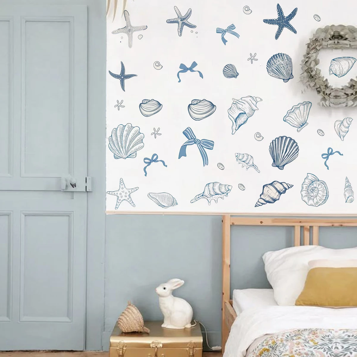 

Texture Shell Starfish Conch Blue Ocean Wall Sticker Wall Sticker Child Room Girls Room Art Decal Kids Room Bedroom Living Decor