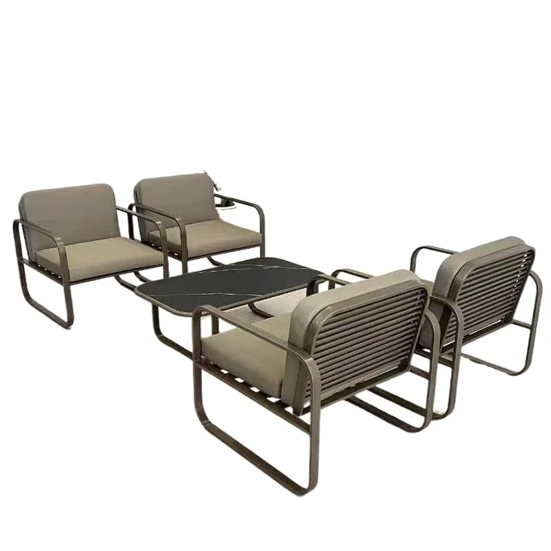 

Garden Outdoor Sofa Stainless Steel Villa Terrace Garden Waterproof Sunscreen Coffee Table Combination